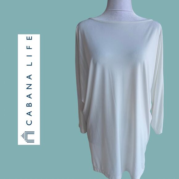 Cabana Life White off White Dolman Sleeve Mini Dress Beach Coverup Medium LN - Picture 1 of 9
